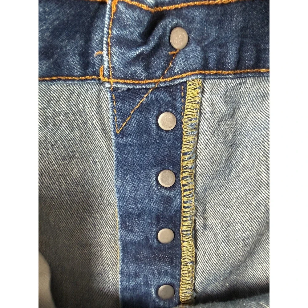 Levis 501 Original Fit Button Fly Jeans Mens 40x34 Dark Wash Straight Leg Preppy